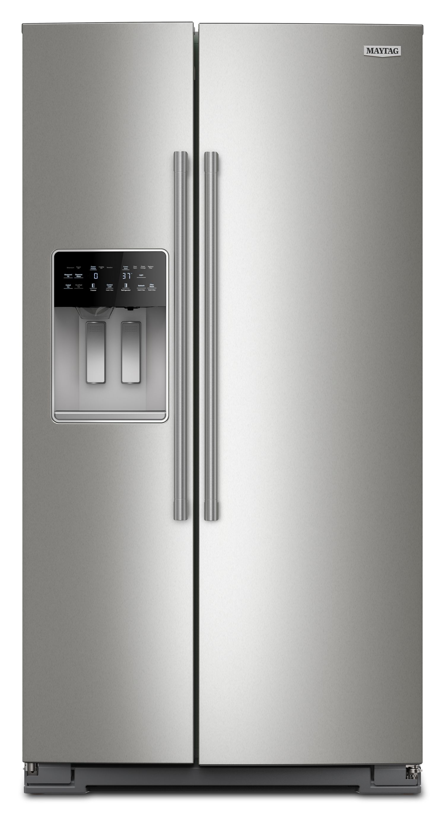 Maytag 20.55 Cu Ft, Counter Depth Side-By-Side Refrigerator, Exterior Ice And Water Dispenser In Fingerprint-Resistant Stainless Finish