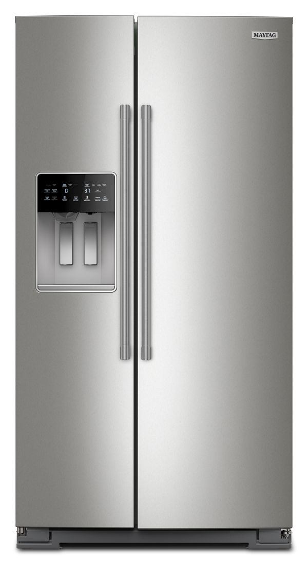 Maytag 20.55 Cu Ft, Counter Depth Side-By-Side Refrigerator, Exterior Ice And Water Dispenser In Fingerprint-Resistant Stainless Finish