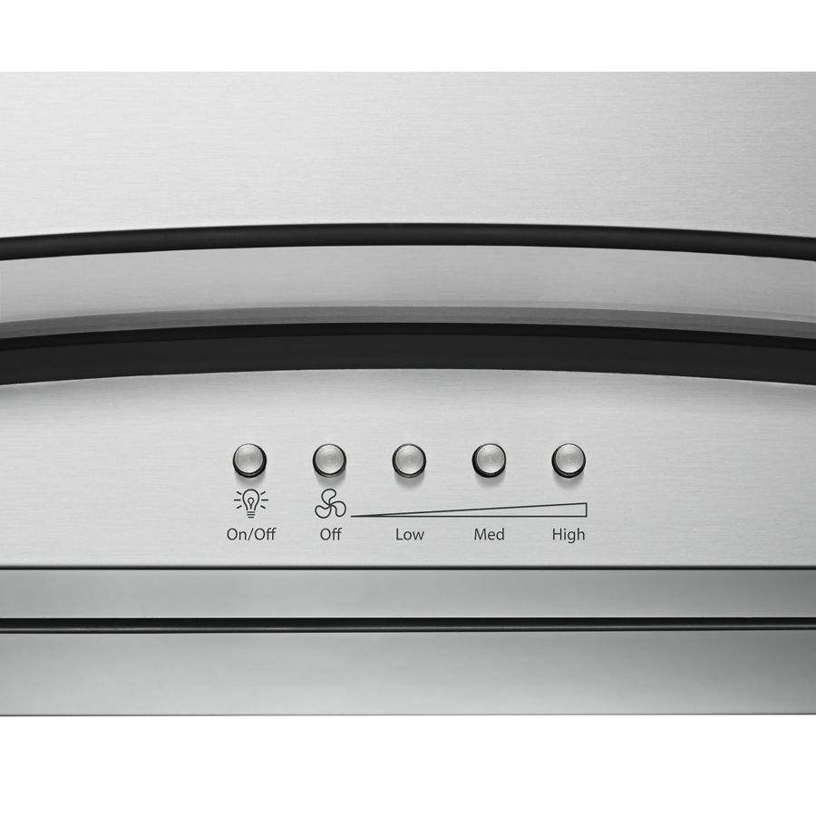 Whirlpool 30" Modern Glass Wall Mount Range Hood Stainless Steel WVW75UC0DS Picture 1