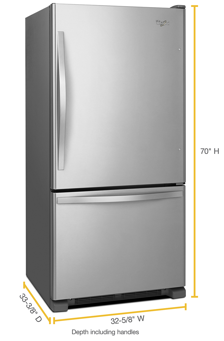 wide Bottom-Freezer Refrigerator SpillGuard™ Glass - 22 ft Stainless Steel WRB322DMBM | Whirlpool