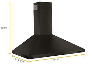 36 Contemporary Black Stainless Wall Mount Range Hood Black Stainless  WVW53UC6HV