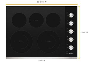 30-inch Electric Ceramic Glass Cooktop with Two Dual Radiant Elements  Stainless Steel WCE77US0HS | Whirlpool