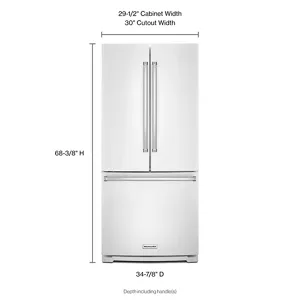 20 cu. Ft. 30Inch Width Standard Depth French Door Refrigerator with Interior Dispense White