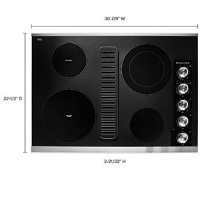 30" Electric Downdraft Cooktop with 4 Elements Stainless Steel KCED600GSS KitchenAid