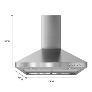 24 inch Range Hood Wall Mount Vent Hood in Stainless Steel 450CFM 3 SP