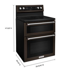 30Inch 5 Burner Electric Double Oven Convection Range Black Stainless