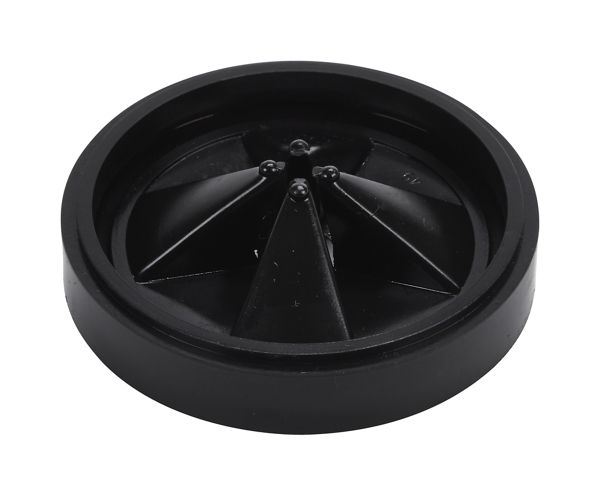 Disposer Splash Guard, Black-colored, with 4" diameter flexible rubber sink baffle
