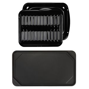 Premium Broiler Pan and Roasting Rack + Range Griddle Black PAB0001