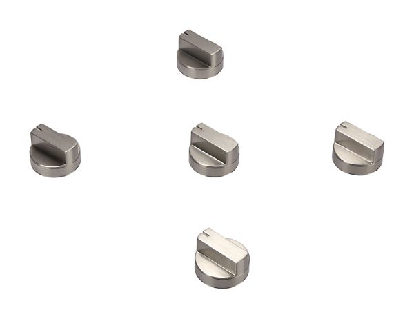 JennAir Pro-Style Gas Cooktop Knobs with High-Gloss Textured Outer Ring (Set of 5) - Stainless Steel for Models JGC1536BS AND JGC1530BS