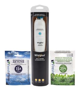 Whirlpool® Refrigerator Water Filter3 - WHR3RXD1 (Pack1) + Refrigerator Freshflow™ Airfilter + Freshflow Produce Preserver Refill