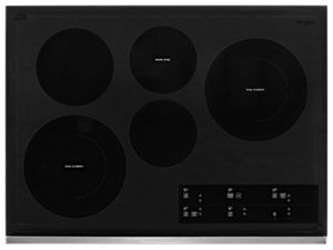 30-inch Electric Ceramic Glass Cooktop with Two Dual Radiant Elements  Stainless Steel WCE97US0KS | Whirlpool
