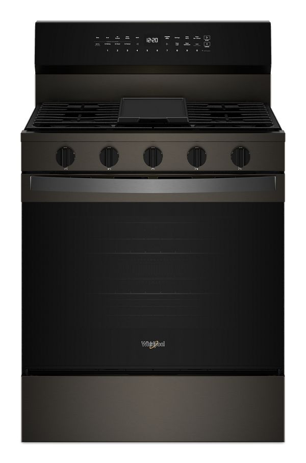 Whirlpool® 30 In. Smart Gas Range With Air Cooking Technology, No Preheat Air Fry, Steam/Self Clean And High Speed Preheat In Black , 5.0 Cu. Ft.