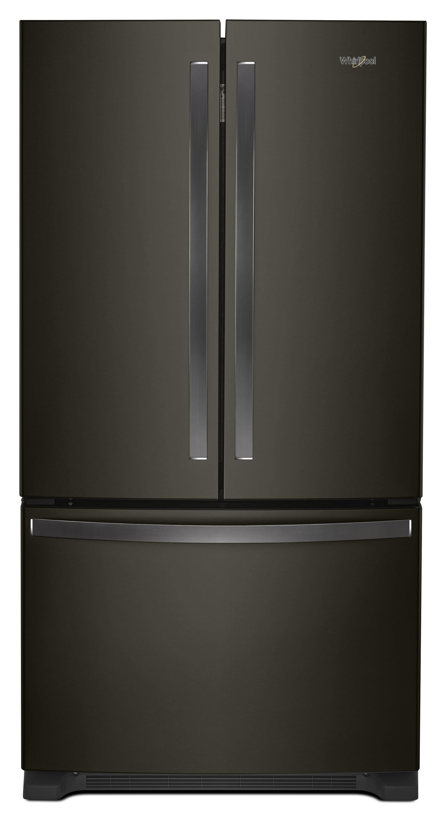 Whirlpool 36 in. Wide French Door Refrigerator with Water Dispenser in Black 25 cu. ft. WRF535SWHV
