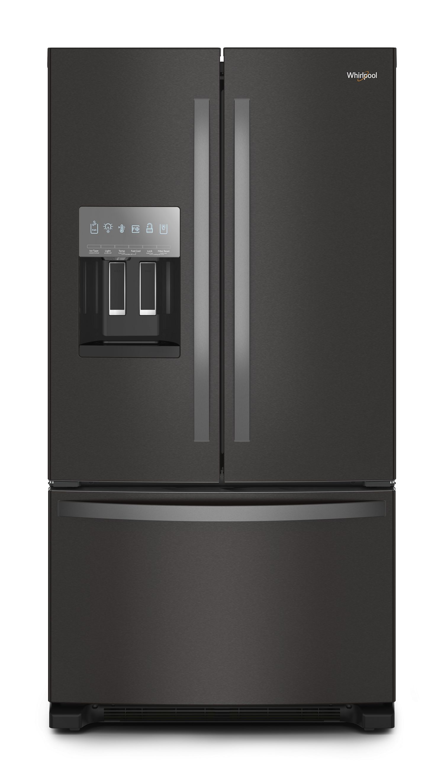 Whirlpool 36 in. Wide French Door Bottom Mount Refrigerator in Print Resist Blk Stnlss 36 in.