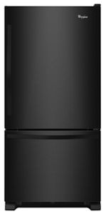 Black 33 Inches Wide Bottom Freezer Refrigerator With Spillguard Glass Shelves 22 Cu Ft Wrb322dmbb Whirlpool